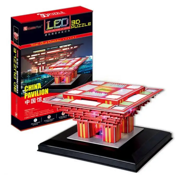 

T0460 3D Puzzles Shanghai World Expo Chinese Museum DIY Building Paper Model Creative gift Children Educational toys