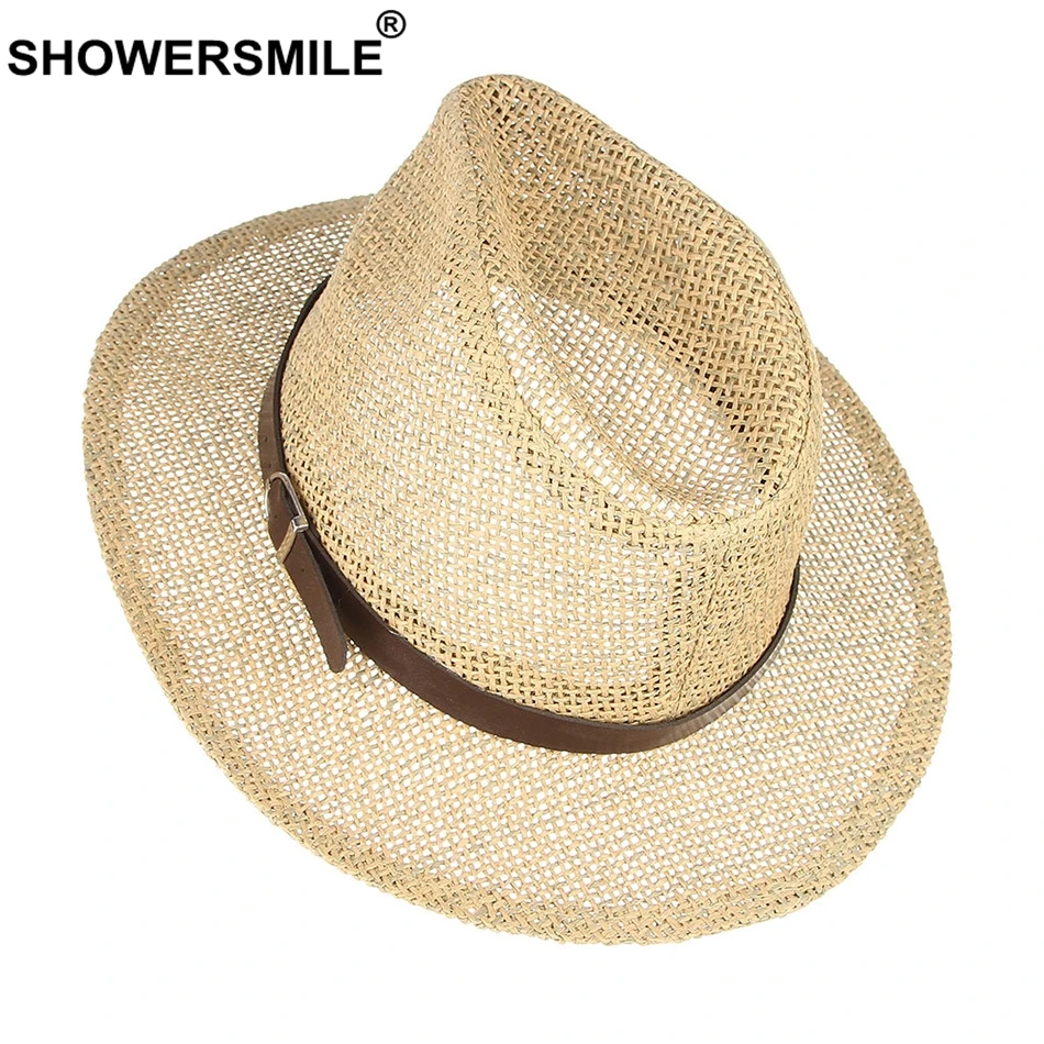 Tanio SHOWERSMILE mężczyźni kapelusze słomkowe letnie kobiety jazzowy kapelusz z sklep