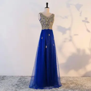 

Sexy Blue Rhinestone Lace Bridesmaid Dress Summer Full Length Both Shoulders Qipao Elegant Cheongsam Long Vestido De Festa S-4XL
