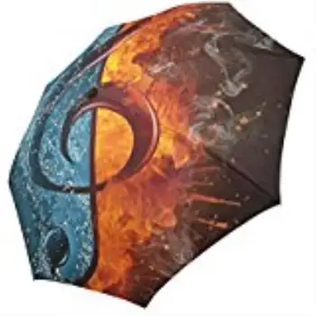 

Music Notes Fire & Water Custom Foldable Sun Rain Travel Umbrella 100% Fabric Aluminium High-Quality Foldable Umbrella