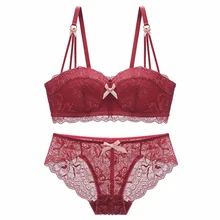 Модный кружевной сексуальный комплект с бюстгальтером для женщин, комплект нижнего белья с эффектом пуш-ап, комплект прозрачных бюстгальтеров, бюстгальтер без косточек, трусики, комплект женского нижнего белья# E