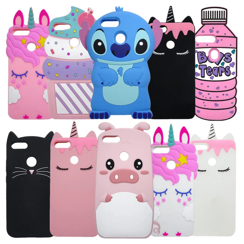 

For Huawei Y9 2018 Case Cover Soft Silicone Unicorn Cat Cupcake Pig 3D Cartoon Cell Phone Back Skin Shell For Huawei Y 9 Y9 2018