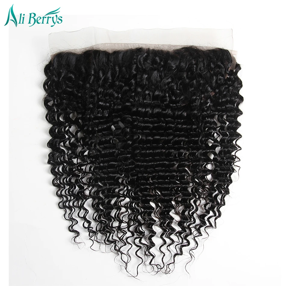 Ali Berrys Hair Peruvian Deep Wave Lace Frontal Closure 13X4 Human Hair Closure 10-20 Inch Remy Hair Ear To Ear Free Shipping ali-human-hair