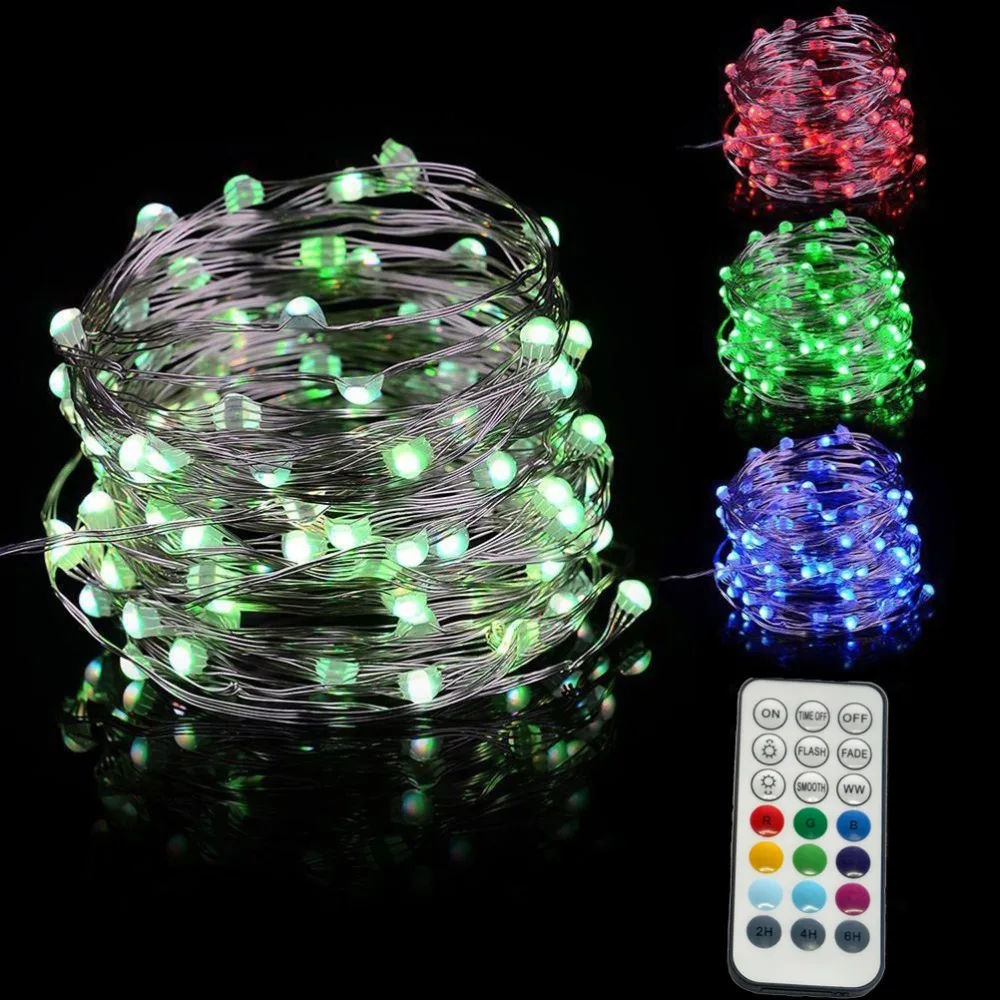Светодиодные рождественские гирлянды светильник RGB + теплый белый Цвет изменение