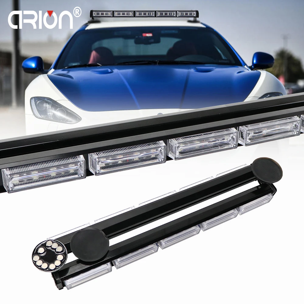 

18" to 35.5" Amber Yellow 13 Modes Double Side LED Traffic Advisor Emergency Flashing Strobe Warning Light Bar Police Lights