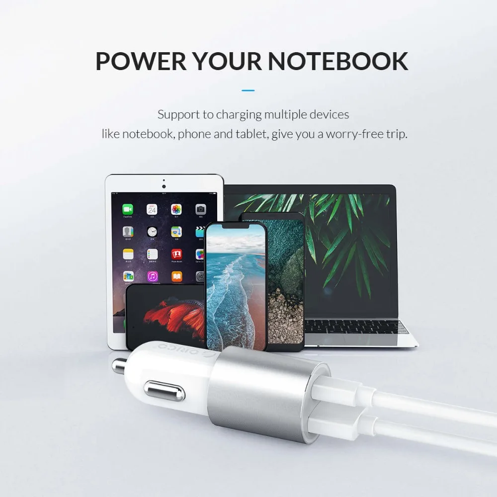 ORICO Dual Output Car Charging Type C Port + USB Charger Car Cigarette Lighter Charger Wide Voltage Mobile Phone Charger (7)