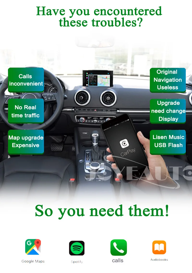 Joyeauto wifi беспроводной Apple Carplay Car Play Модифицированная A3 MMI 3g Plus 2012- для Audi Android зеркальная Поддержка камеры заднего вида