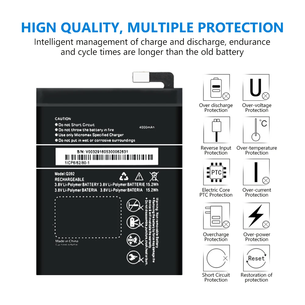 4000 мАч батарея мобильного телефона для Micromax Canvas Juice 3 Q392 3,8 в литий-полимерные батареи сменные батареи