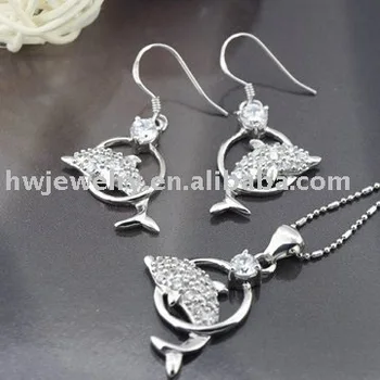 

dolphin silver pendant/ dolphin silver 925 earring/ dophin silver jewelry set