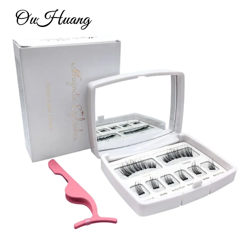 

6Pcs 3D Makeup Magnetic Eyelashe Handmade Natural Long False Eyelash with Custom Packaging Makeup Tool Box Acrylic Magnet Lashes
