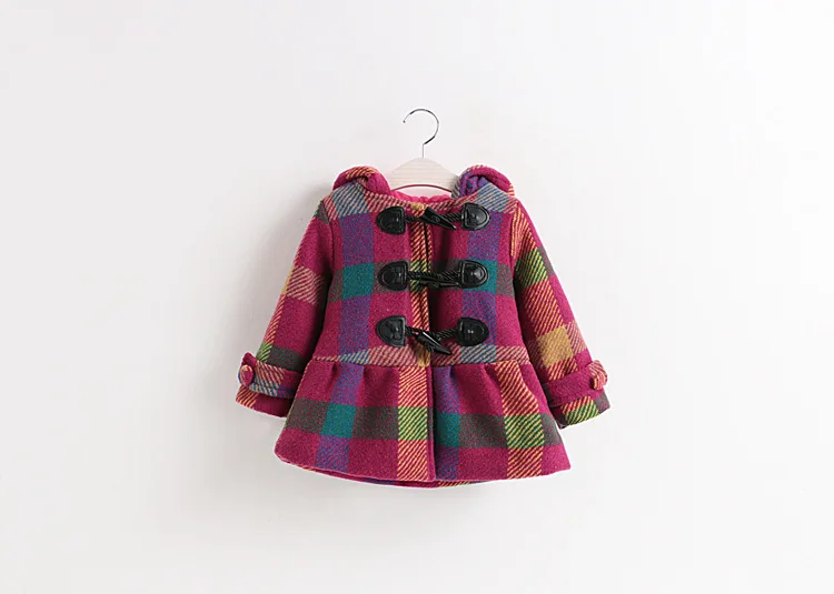 

Children Girls Jacket 2017 New Winter Fashion Plaid Hooded Baby Girl Coat Long Sleeve Warm Simple Kids Clothes Vestidos