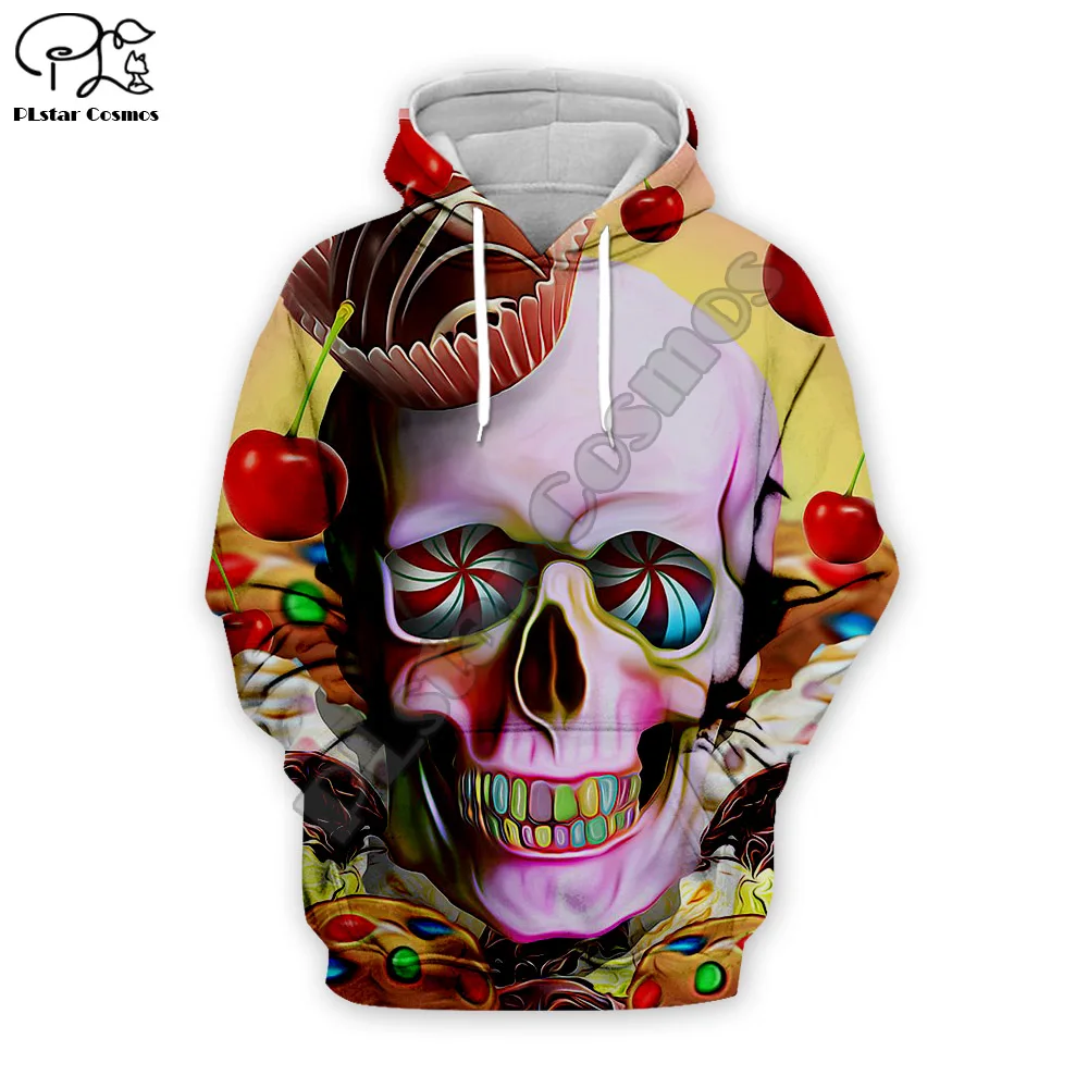 

Funny Skull head print Men 3d Halloween Hoodies Sweatshirts harajuku Streetwear cupcake sugar Hooded Autumn Jackets Tracksuits