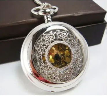 OZEN(1002 S) 12 шт/партия Серебряный vinctorian стиль стимпанк филигранные карманные часы Подвеска Ожерелье, большой размер