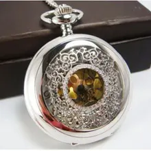 OZEN(1002 S) 12 шт/партия Серебряный vinctorian стиль стимпанк филигранные карманные часы Подвеска Ожерелье, большой размер