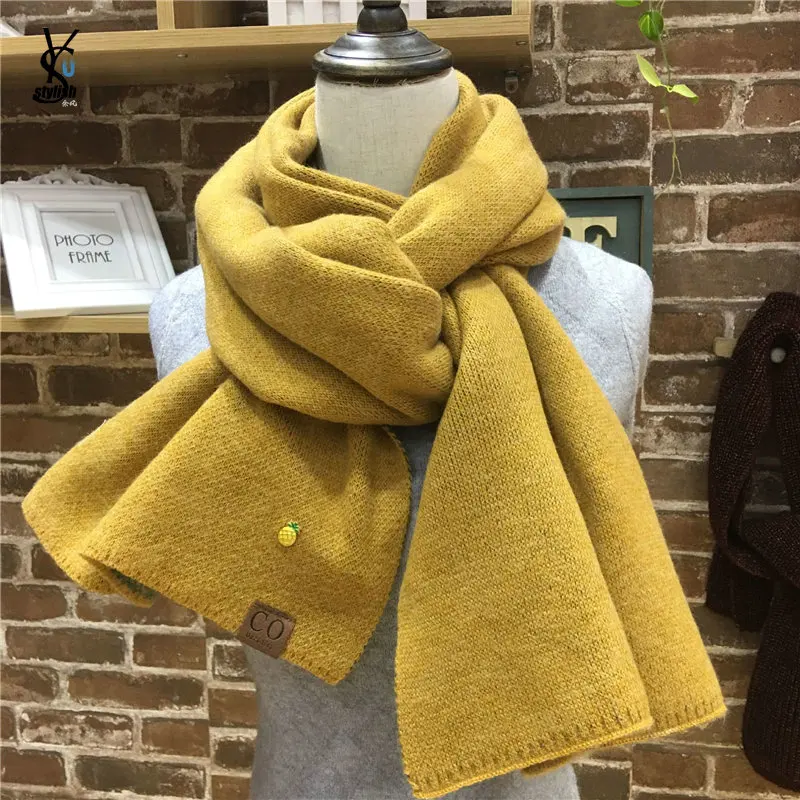 

Thicken Warm Pineapple Brooch Cashmere Shawl And Wrap CO Double Sides Knitted Scarf Winter Jersey Pashmina Scarf Stole YG913