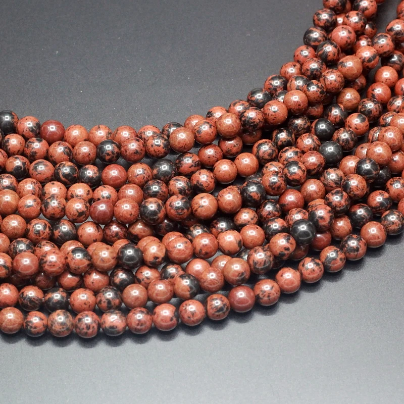 

Round Mahogany Obsidian Beads Natural Stone DIY Loose Beads For Jewelry Making For Bracelet Making Strand 15"