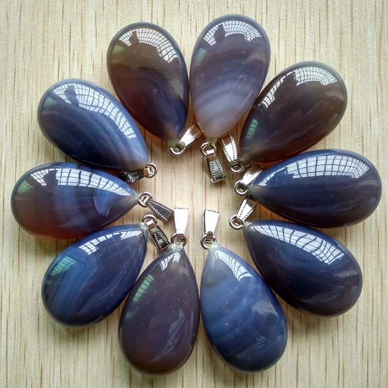 

wholesale 10pcs/lot 2018 fashion hot sale high quality natural grey onyx drop 25x40mm pendants Charms for making free shipping