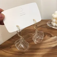 Ears high в Корейском стиле; модные босоножки из прозрачного материала акриловый цветок, украшенные металлическим кольцом Серьги в виде колец, для Для женщин Темперамент кисточкой Серьги Brincos Oorbellen