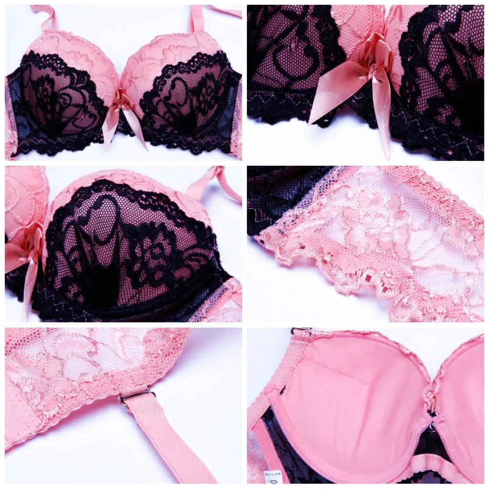 Double Layer Lace Bra Set Lingerie Push up Sexy Bra Lovely Underwear gathering Bra Briefs Embroidery H115