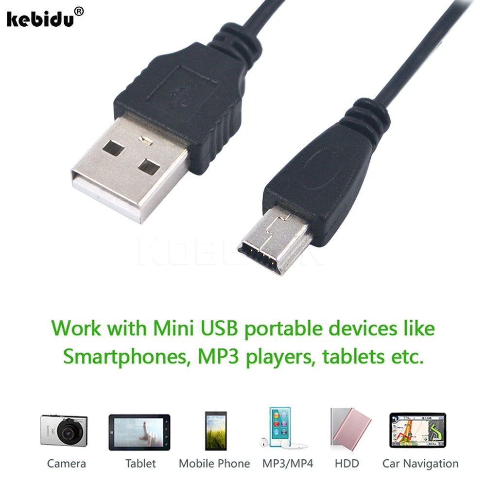 Kebidu Mini USB 5 контактный кабель синхронизации данных и зарядного устройства 2 0 A мама