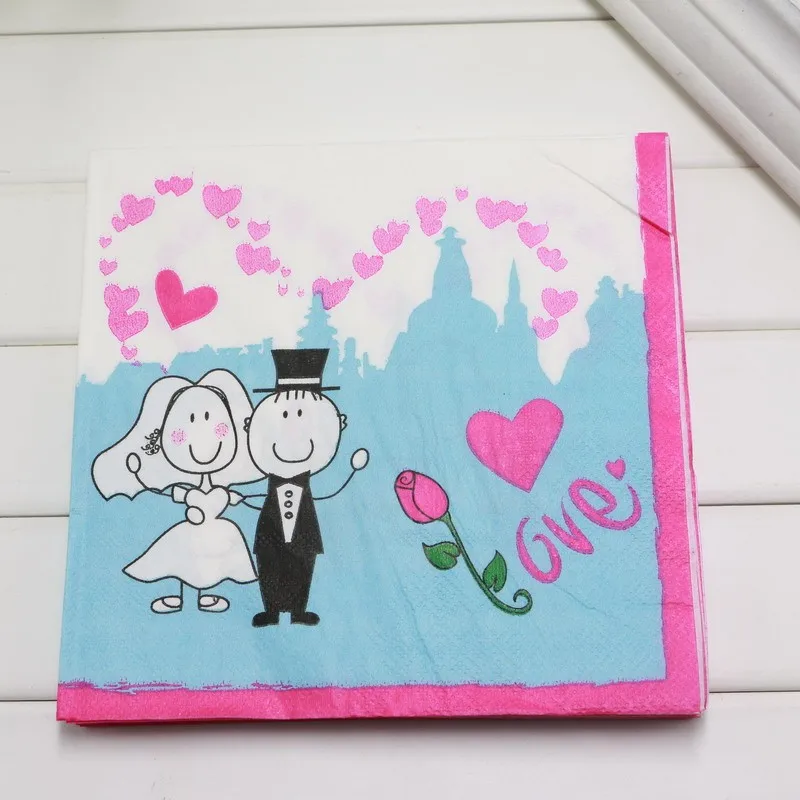 

20pcs\pack Kids Favors Cartoon Printing Paper Theme Baby Shower Happy Birthday Wedding Napkins Decoration Events Party Supplies
