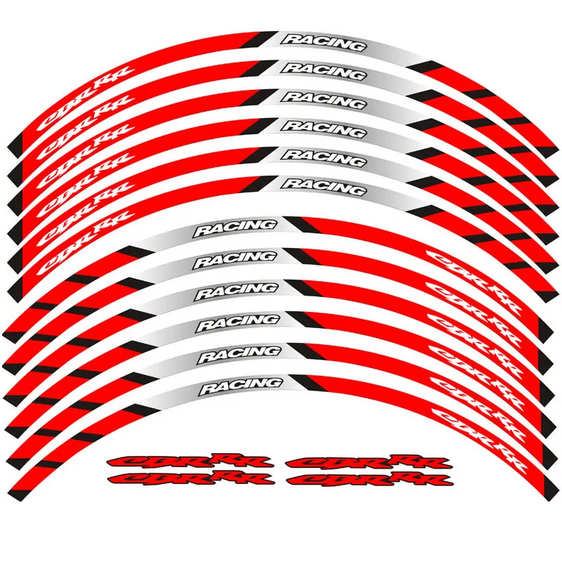 Новая высококачественная наклейка для колес мотоцикла, 12 шт., светоотражающий обод в полоску для Honda CBR250RR CBR600RR CBR1000RR CBR300RR CBRRR - Цвет: 1