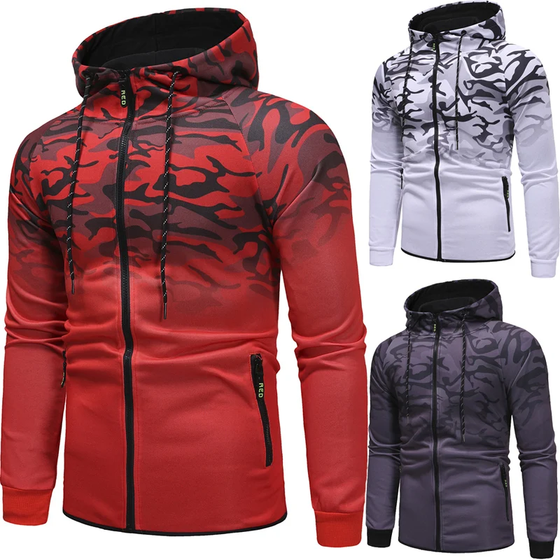 

Spring and fall men's pullover casual sports hoodie Sweatshirts stripe 3D gradient top for men