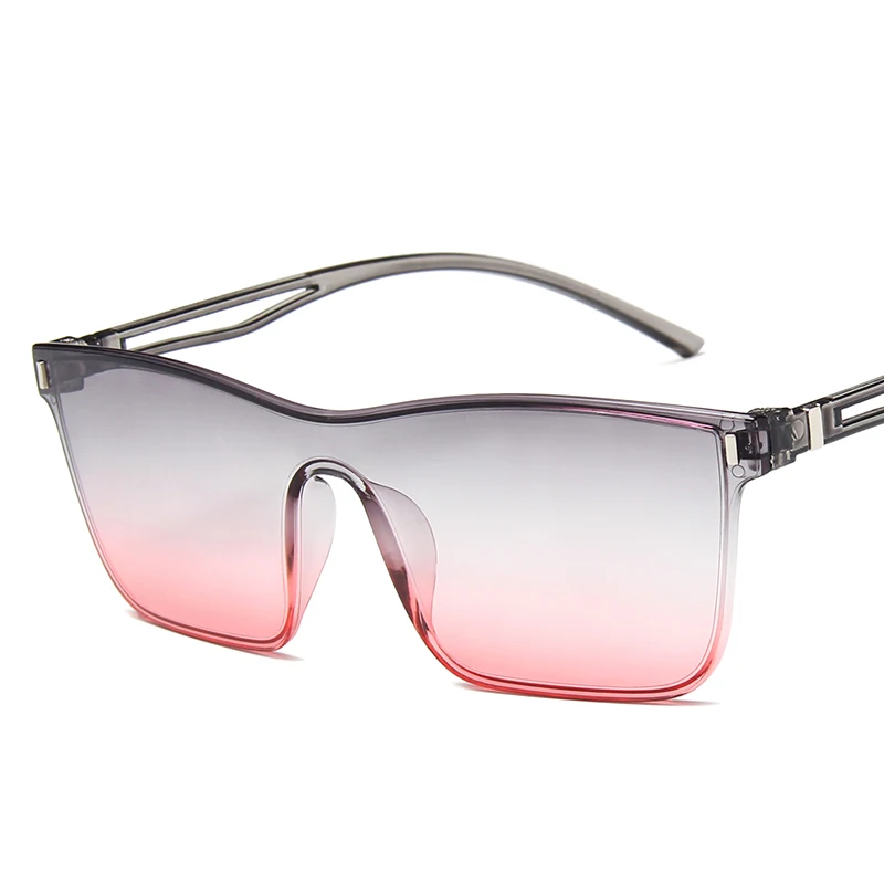 Новинка, квадратные солнцезащитные очки для женщин, океанские цветные линзы, без оправы, солнцезащитные очки, женские модные дизайнерские прозрачные очки, солнцезащитные очки - Цвет линз: Gray Pink