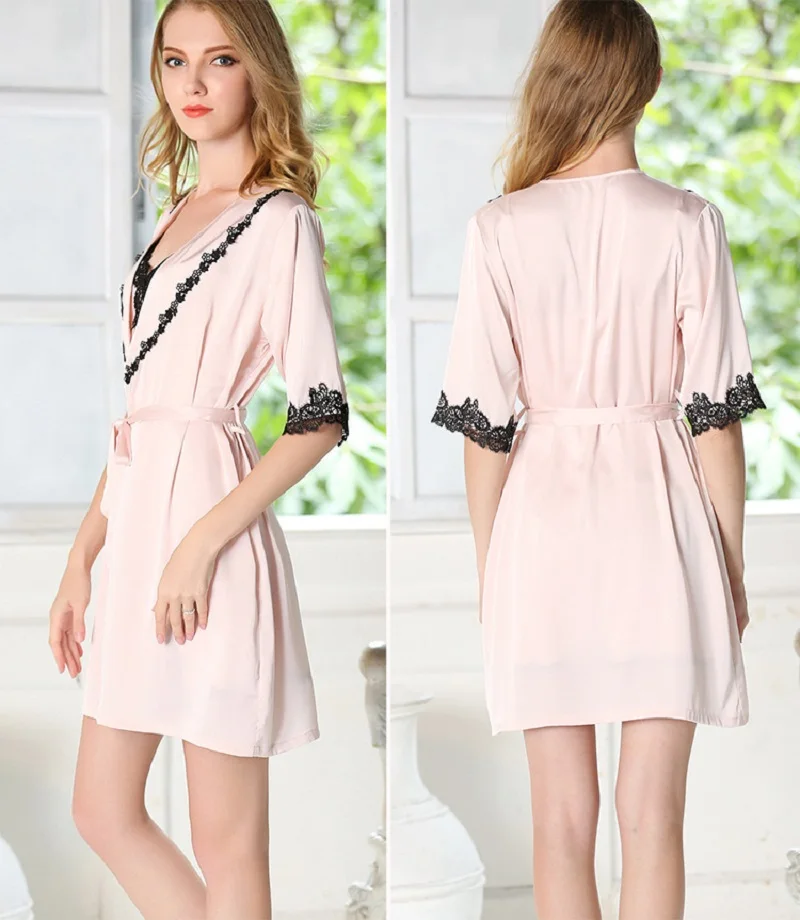 light pink silk sleep dressing (3)