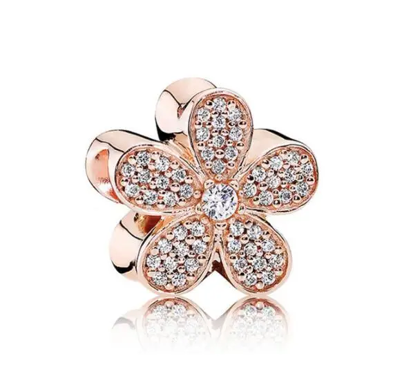 

Authentic 925 Sterling Silver Bead Charm Rose Dazzling Daisy With Crystal Beads Fit Pandora Bracelet & Necklace DIY Jewelry