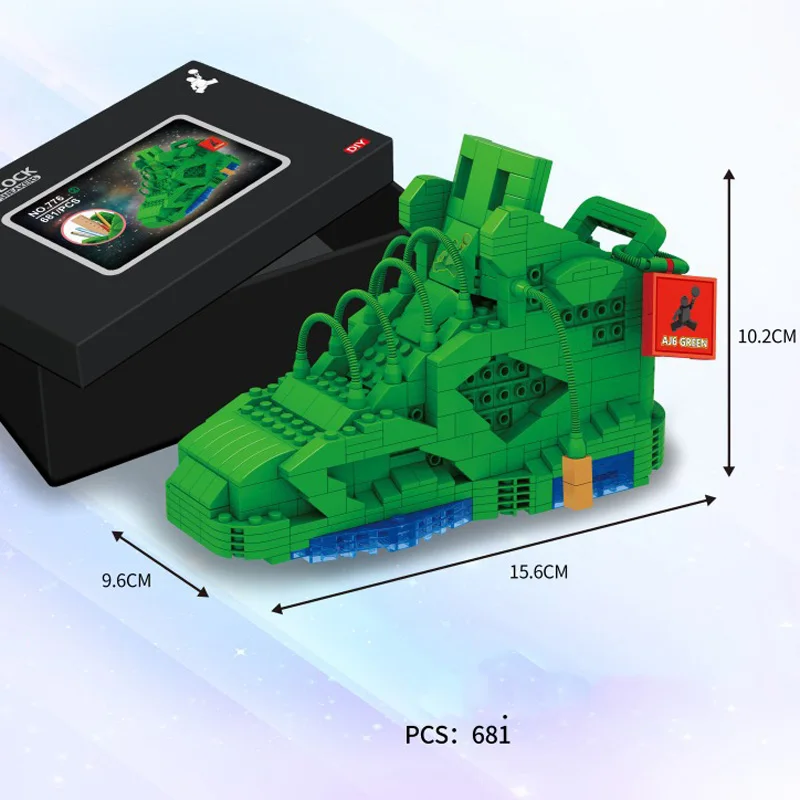 Популярные спортивные баскетбольные кроссовки мини блок AJ6 ручка контейнер assemable здание кирпич образование игрушки коллекция для подарков - Цвет: Зеленый