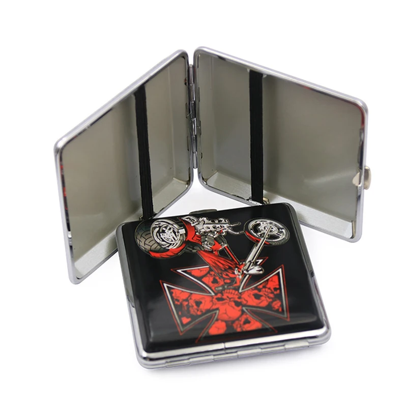 

Fashion Ultra Thin Pipes Creative Personality Cigaret Case Slim Metal Clamshell Color Printing Cigarette Box Cigarette Holder