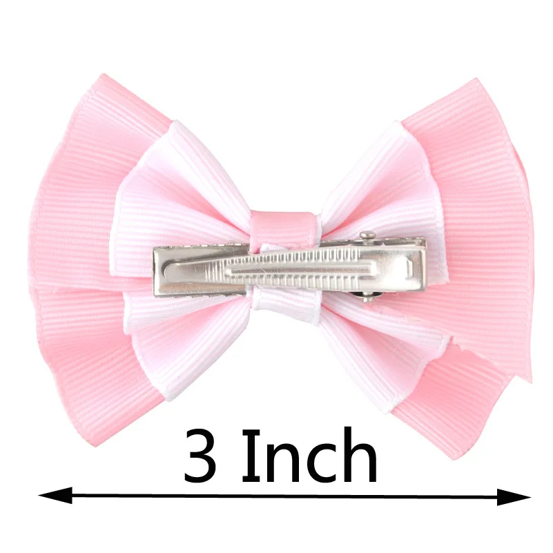 MengNa 3 "девушки Grosgrain ленты для волос бант с заколками два Цвет ленты Hairbow Дети шпильки для волос, заколки для волос 60 шт./лот