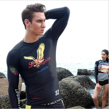 

SABOLAY Long Sleeved Swim Suit Rash Guard For Men Sunscreen Prevent Jellyfish Quick-drying UV Protection Swimsuit