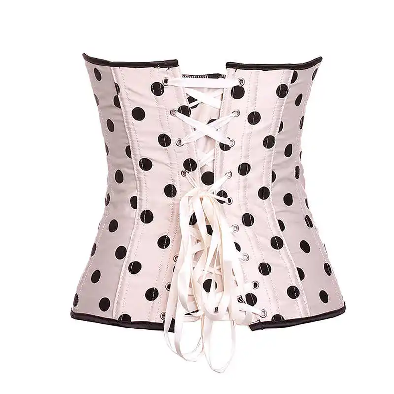 Lace Up Waist Trainer Corset Sexy Button Dot Print Corset Overbust Corsets And Bustiers Corpetes E Corselet Burlesque Corset Top (10)