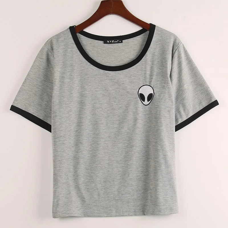 Brand New Crop Top T Shirt Women Alien ET Print Copped Top T-shirt Women Tops Fashion Tee Shirt Femme 21188