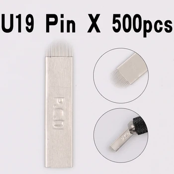

500 Pcs Tattoo Needle pcd U shape19 Needle Permanent Eyebrow Makeup Blades For 3D Permanent Makeup Manual Tattoo Pen