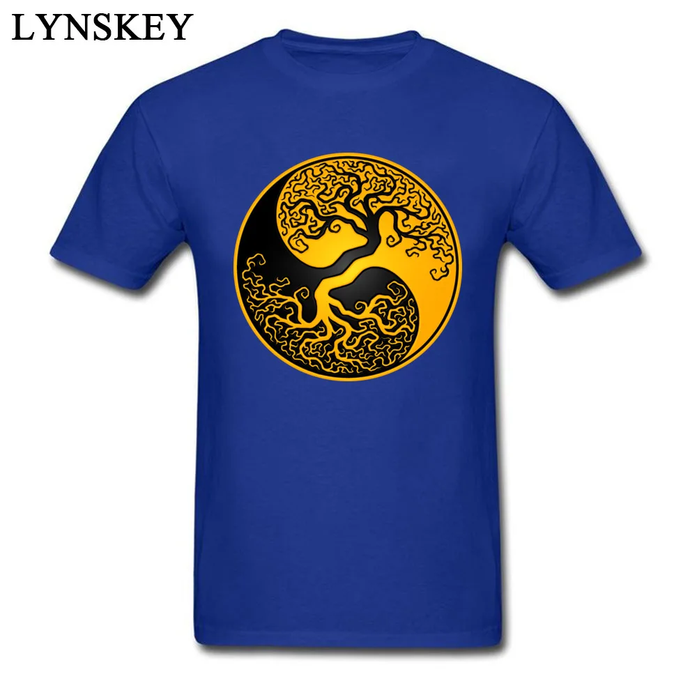 Cool T-shirts Brand Crewneck Simple Style Pure Cotton Men's Tops Shirts Custom Short Sleeve Tee Shirt Top Quality Wholesale Yellow and Black Tree of Life Yin Yang blue