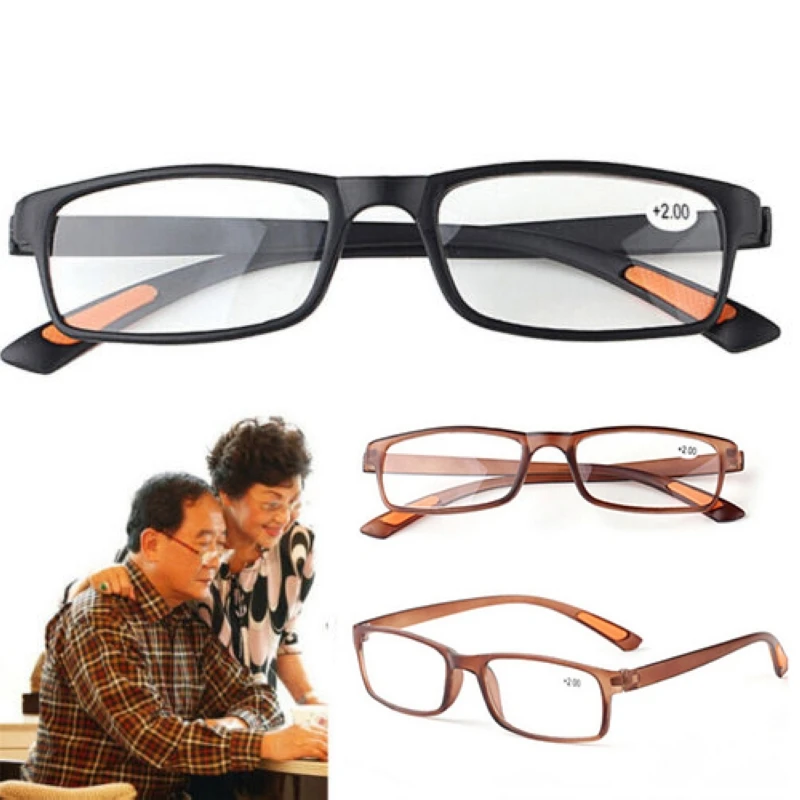 Mayitr 1pc Unisex Elders Square TR90 Frame Glasses Special Design Clear Resin Lens Reading Glasses Presbyopic +1.0~+4.0