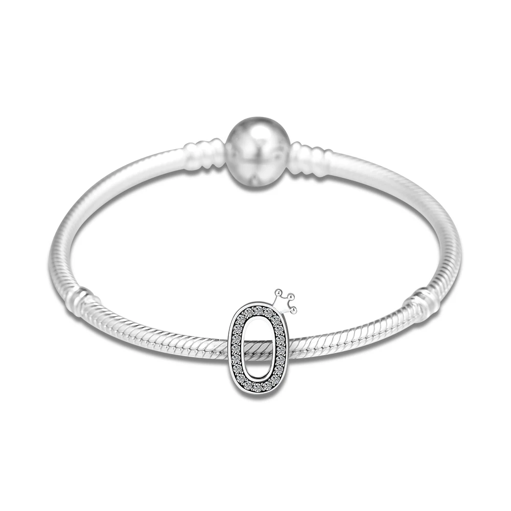 Подходит для Pandora подвески, браслеты, ожерелья стерлингового серебра 925 ювелирные изделия сверкающие цифры 0 бусины