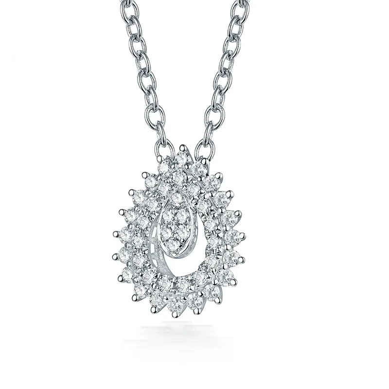 Специальные Дизайн SI Алмазный кулон Цепочки и ожерелья Настоящее 18 К Белое золото элегантный для жены дочь свадебное Ювелирные украшения