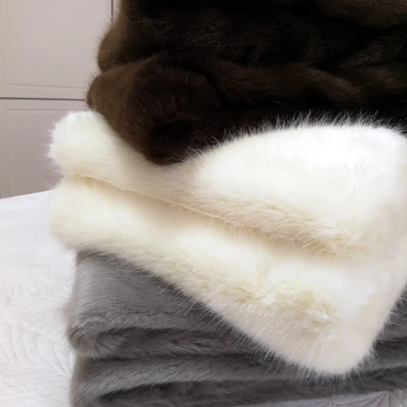 US $128.71 American style big size beige white feather artificial fur bed blanket sofa cover pet blankets artificial mink fur blanket