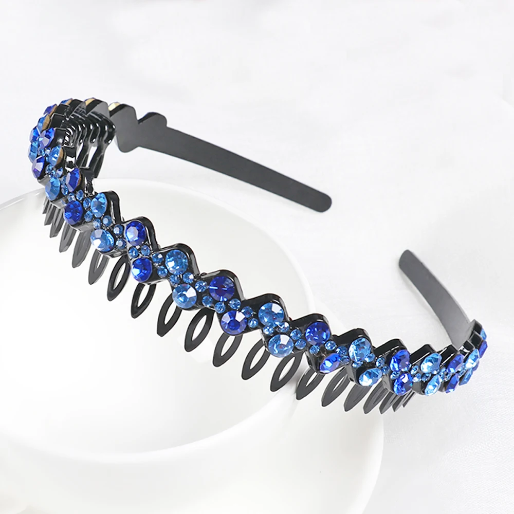 

New Arrival Colorful Rhinestone Flower Water Ripple Hair Hoop Headband for Women Hairbands Non-slip Bezel Hair Accessories