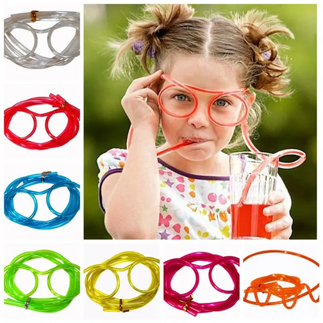Novelty Funny Soft Drinking Straw Glasses Crazy Fun Joke Gags Boy Girl