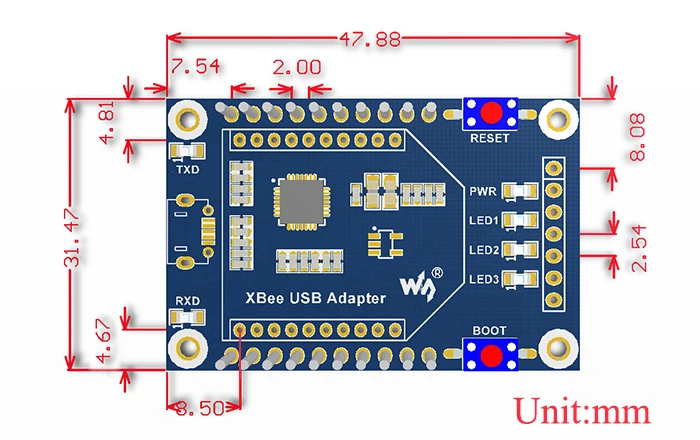 Коммуникационная плата интерфейса UART плата адаптер XBee USB поддерживает подключение XBee USB к UART модулю настройки