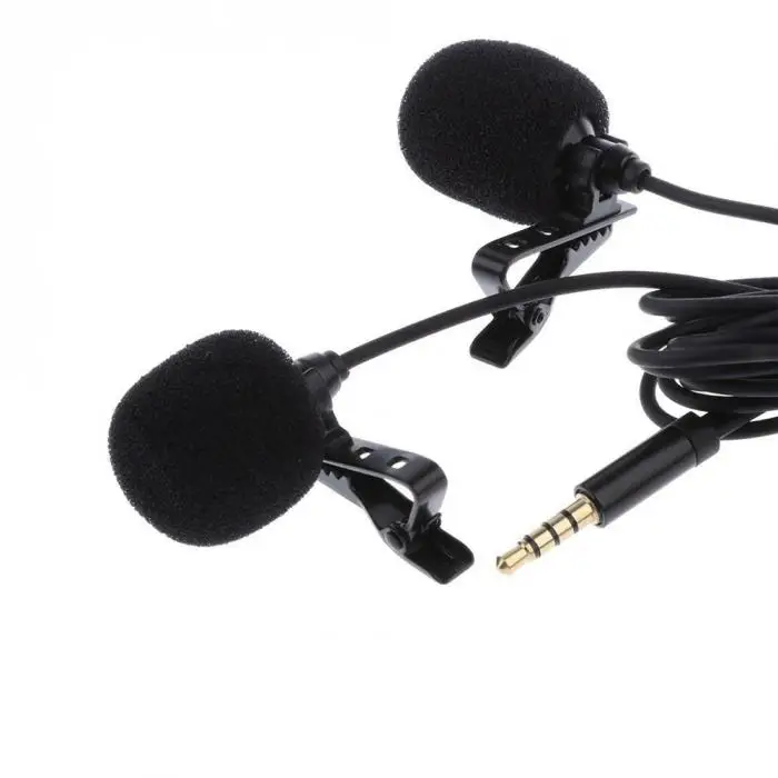 Высококачественный мини петличный микрофон Lavalier двуглавый зажим для записи на микрофон для iPhone iPad samsung планшет