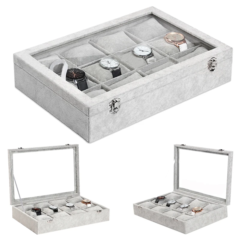 12 Grids Handmade Watch Box Clock Time Case for Holding | Наручные часы