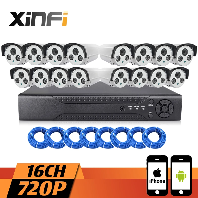 

XINFI 16CH 1.0MP Surveillance System CCTV system 1080P NVR 720P IP cameras HD Home Security Camera System CCTV DVR kit