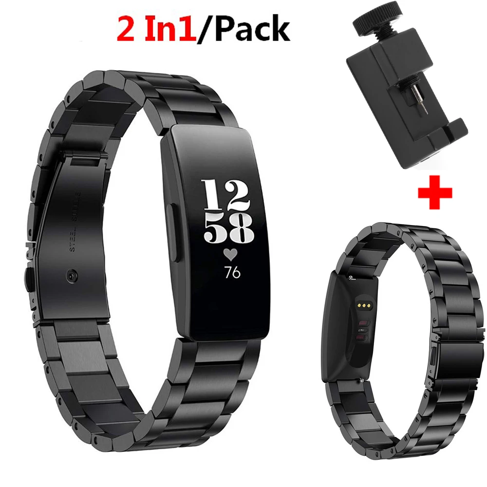 

2 In1 COMLYO Stainless Steel Metal Wrist Strap for Fitbit Inspire HR Watch Band Replace Bracelet for Fitbit Inspire Watchband