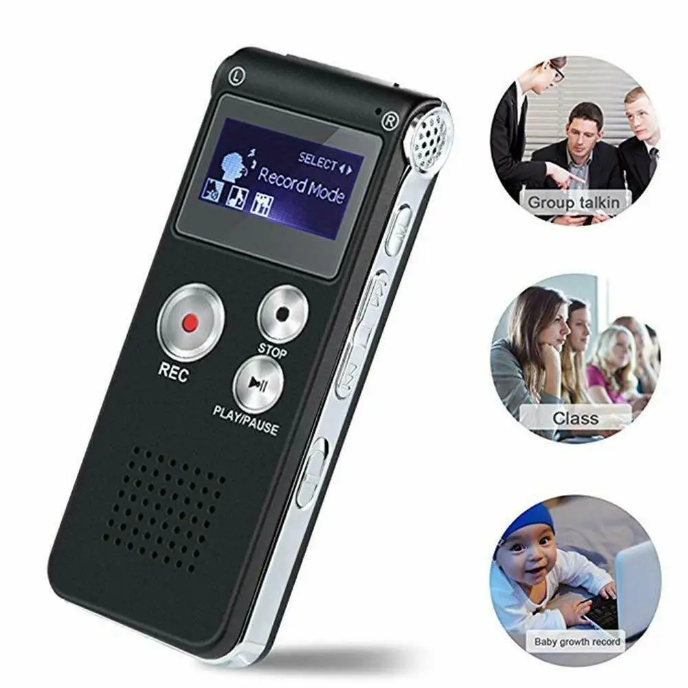 8GB Rechargeable Steel Digital Sound Voice Recorder Dictaphone MP3 Player Record